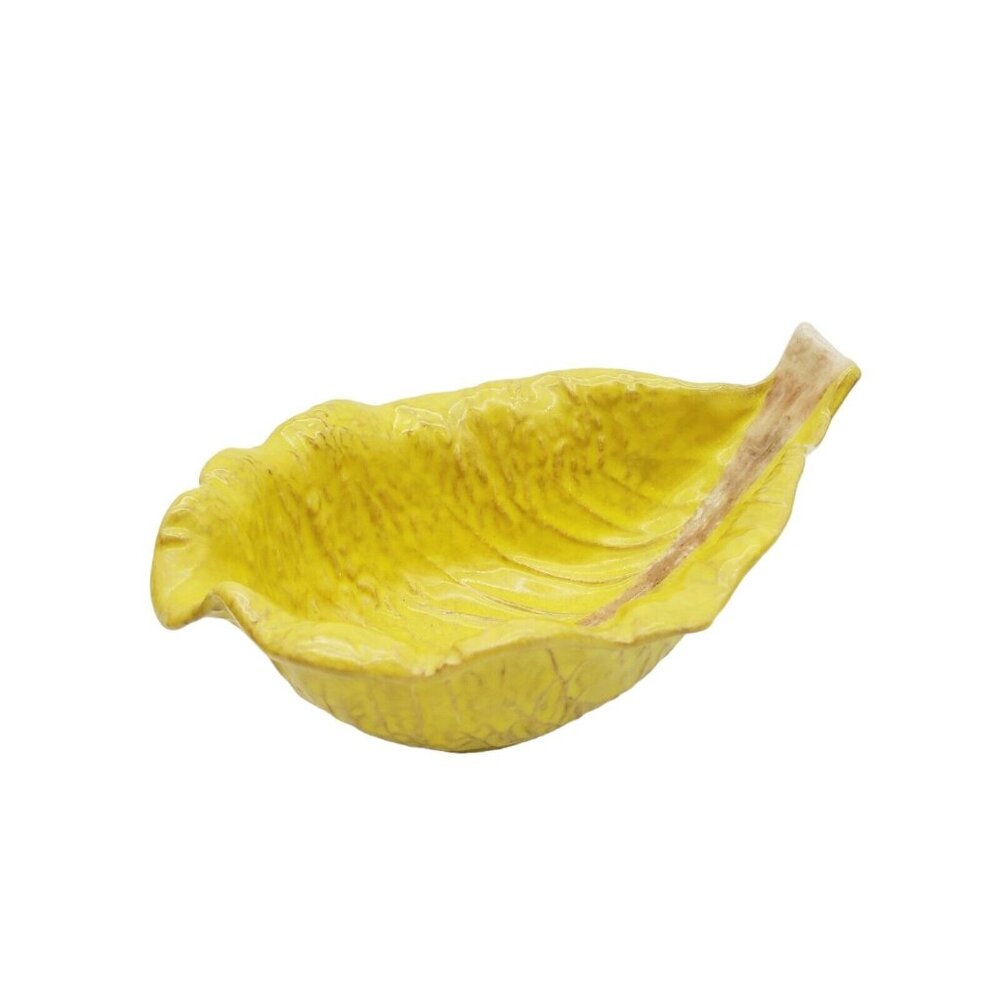 VTG‎ Secla Yellow Cabbage Ceramic Serving Bowl 7" x 5" x 2" Portugal Majolica